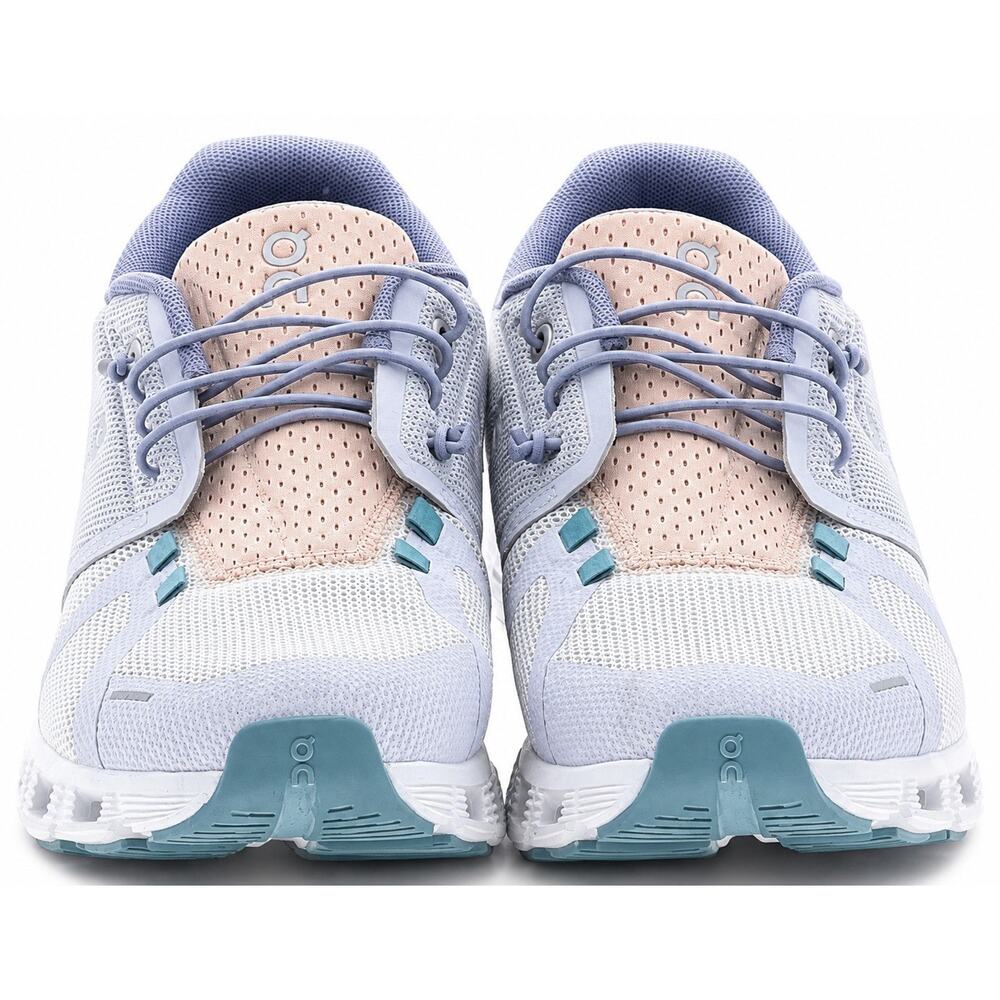 On Cloud Running Shoes Womens Size 8.5 White Gray Blue Athletic Walking Sneakers - Picture 2 of 5
